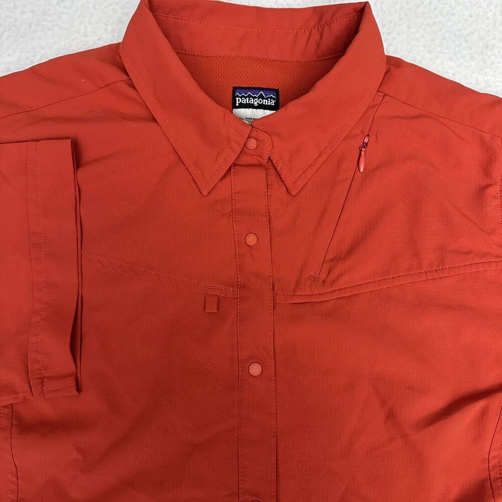Patagonia Womens Sol Patrol Shirt Sz 12 Fly Fishing Orange Short Sleeve Vintage - Picture 2 of 8